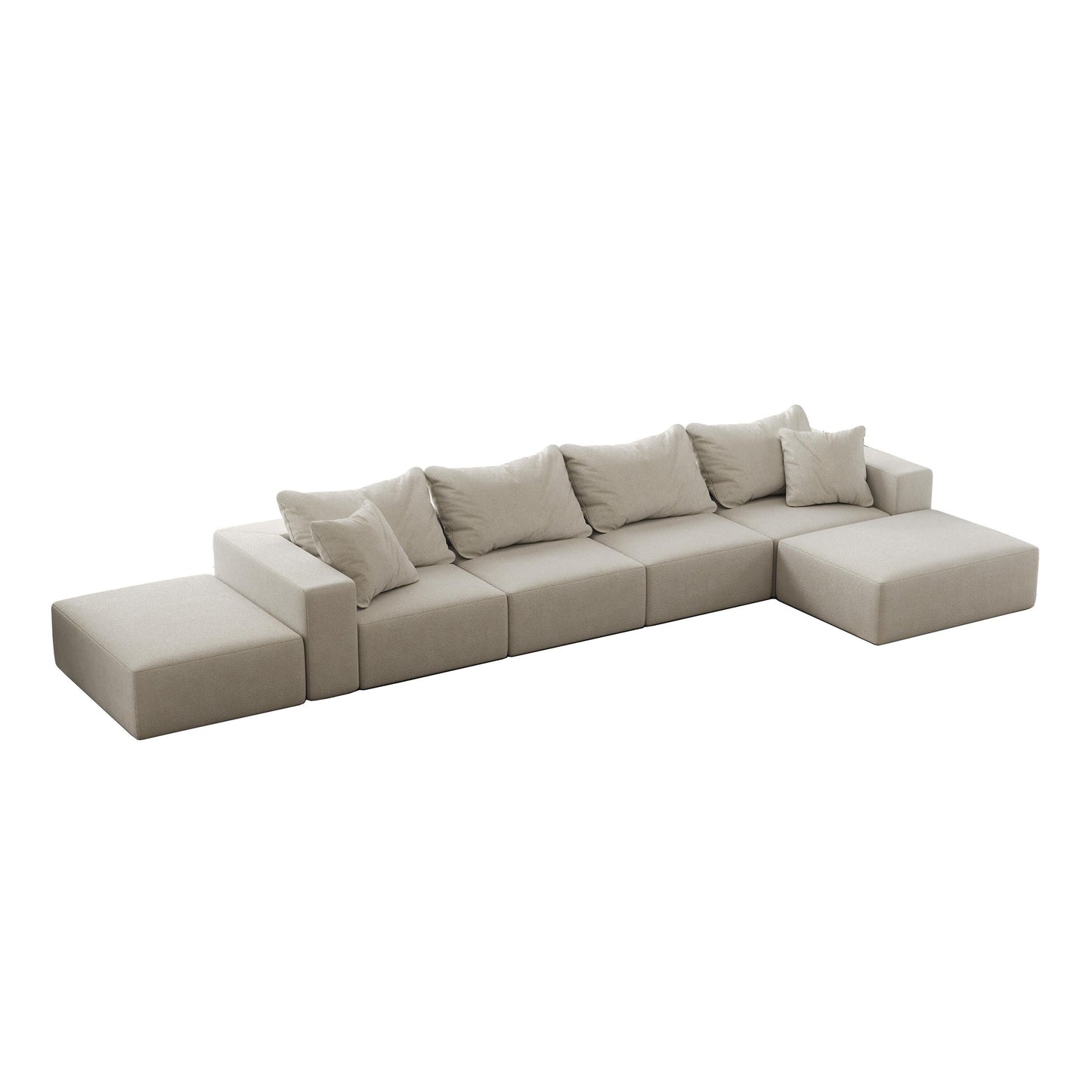 Ensemble de canapés modulaires modernes en L de 162 pouces avec 6 coussins pour salon et chambre à coucher