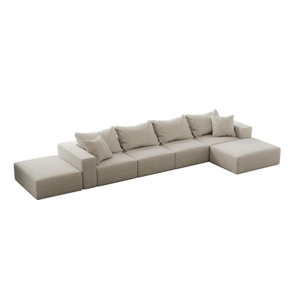 Ensemble de canapés modulaires modernes en L de 162 pouces avec 6 coussins pour salon et chambre à coucher
