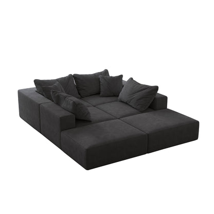 Ensemble de canapés modulaires modernes en L de 162 pouces avec 6 coussins pour salon et chambre à coucher