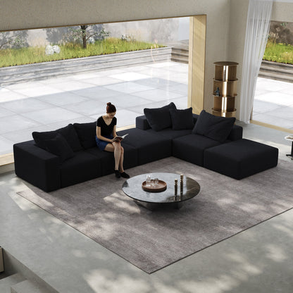 Ensemble de canapés modulaires modernes en L de 162 pouces avec 6 coussins pour salon et chambre à coucher