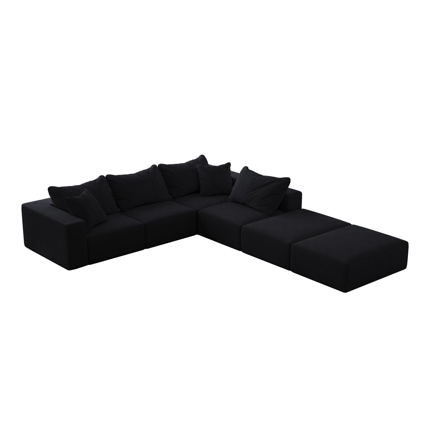 Ensemble de canapés modulaires modernes en L de 162 pouces avec 6 coussins pour salon et chambre à coucher