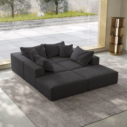 Ensemble de canapés modulaires modernes en L de 162 pouces avec 6 coussins pour salon et chambre à coucher