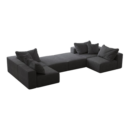 Ensemble de canapés modulaires modernes en L de 162 pouces avec 6 coussins pour salon et chambre à coucher