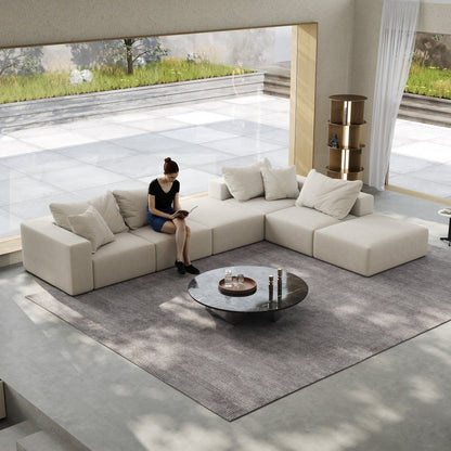 Ensemble de canapés modulaires modernes en L de 162 pouces avec 6 coussins pour salon et chambre à coucher