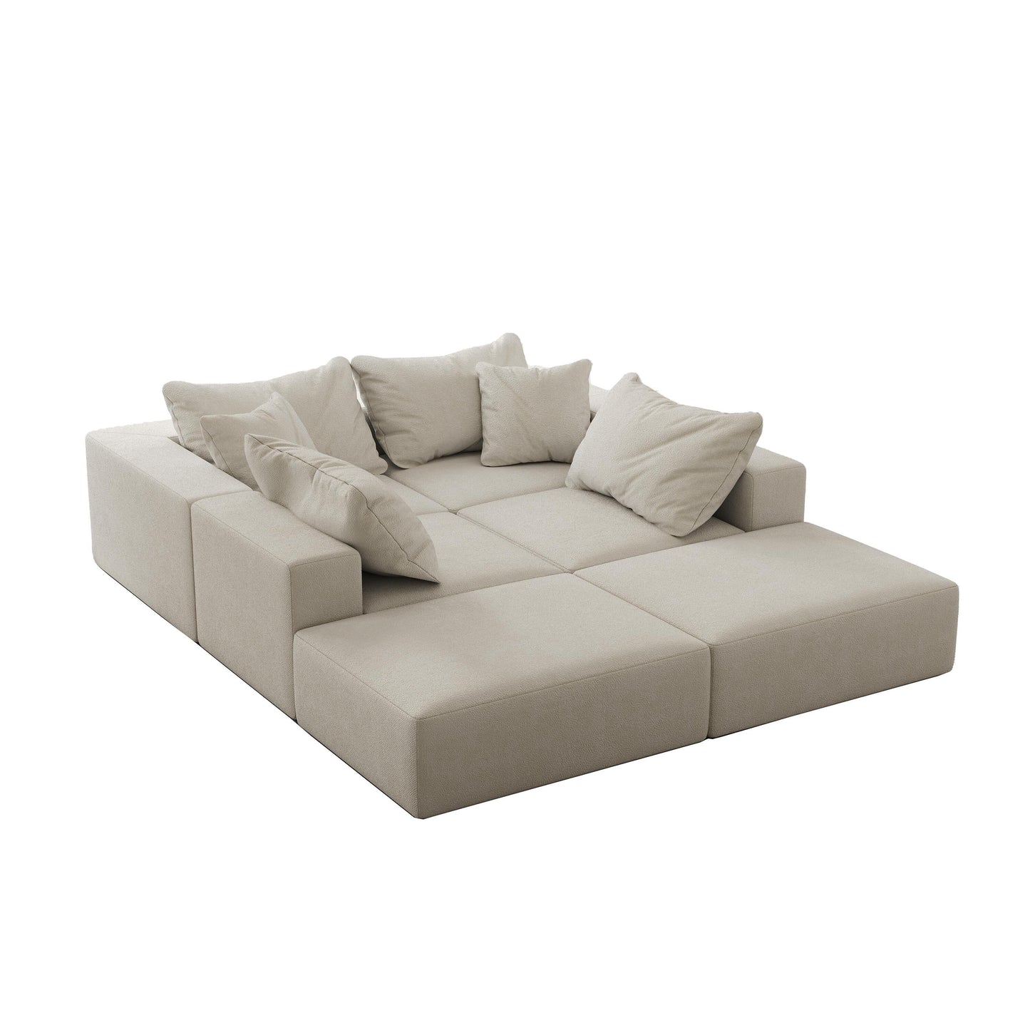 Ensemble de canapés modulaires modernes en L de 162 pouces avec 6 coussins pour salon et chambre à coucher