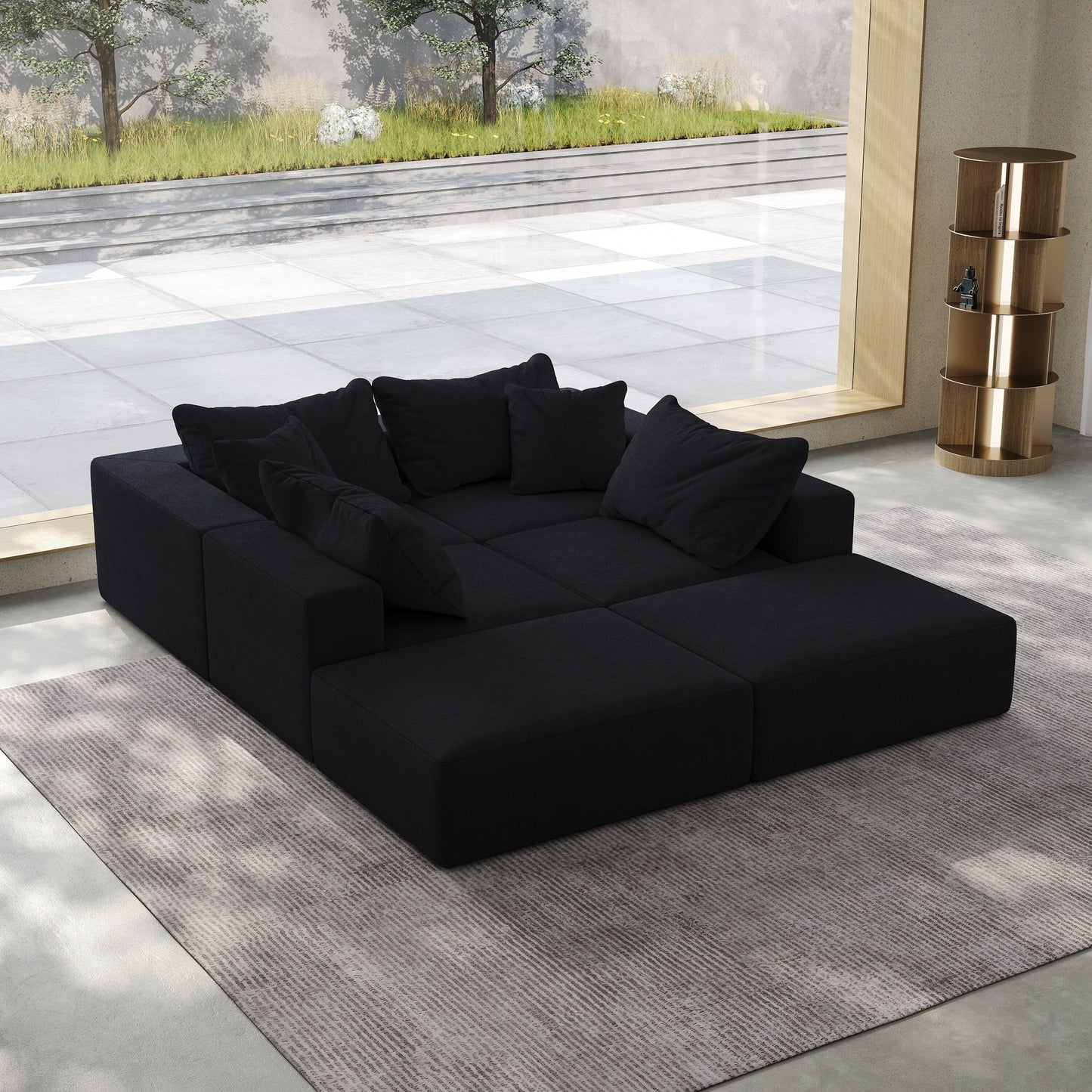 Ensemble de canapés modulaires modernes en L de 162 pouces avec 6 coussins pour salon et chambre à coucher