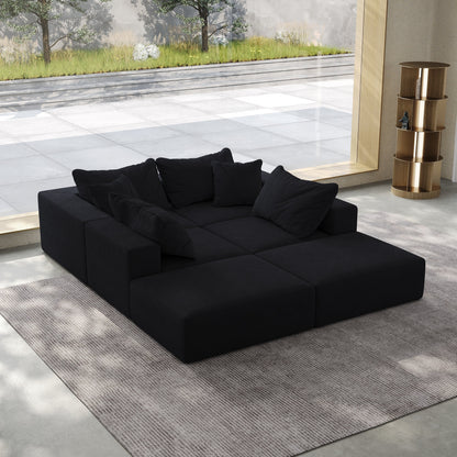 Ensemble de canapés modulaires modernes en L de 162 pouces avec 6 coussins pour salon et chambre à coucher