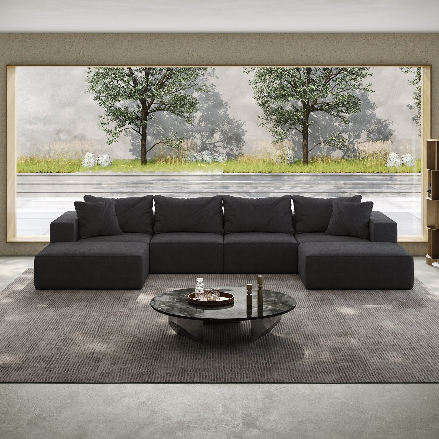 Ensemble de canapés modulaires modernes en L de 162 pouces avec 6 coussins pour salon et chambre à coucher