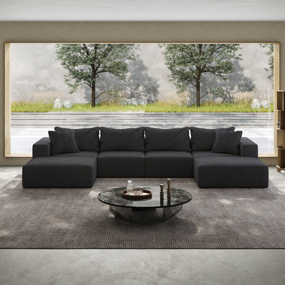 Ensemble de canapés modulaires modernes en L de 162 pouces avec 6 coussins pour salon et chambre à coucher