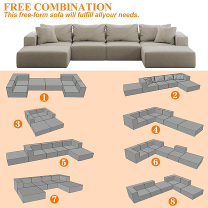 Ensemble de canapés modulaires modernes en L de 162 pouces avec 6 coussins pour salon et chambre à coucher