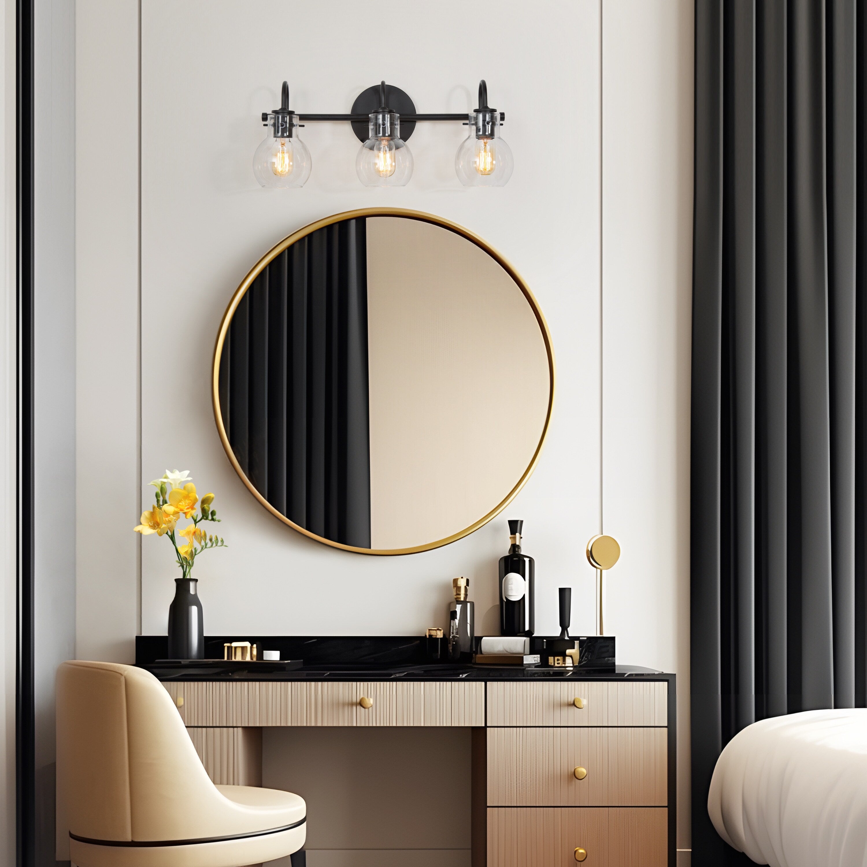 Applique murale moderne à 2, 3, 4 ou 5 lampes pour salle de bain, design minimaliste, en verre