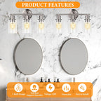 Appliques murales modernes à 2, 3 ou 4 lumières pour salle de bain, à intensité variable