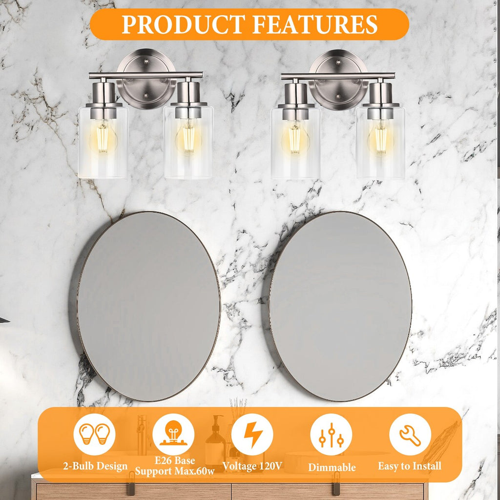 Appliques murales modernes à 2, 3 ou 4 lumières pour salle de bain, à intensité variable