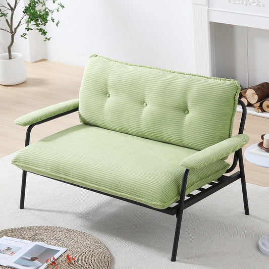 Canapé 2 places moderne de 134 cm, compact, avec cadre en métal et tissu en polyester mélangé, idéal pour un salon d'appartement