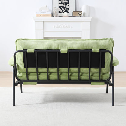 Canapé 2 places moderne de 134 cm, compact, avec cadre en métal et tissu en polyester mélangé, idéal pour un salon d'appartement