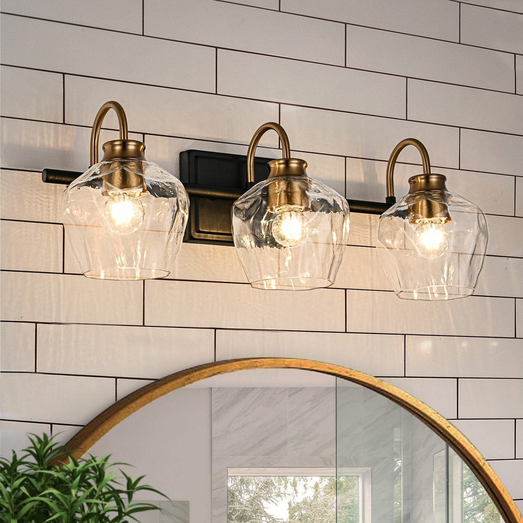 Appliques murales modernes à 3/4 lumières pour salle de bain, à intensité variable, avec abat-jour en verre