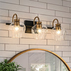 Appliques murales modernes à 3/4 lumières pour salle de bain, à intensité variable, avec abat-jour en verre