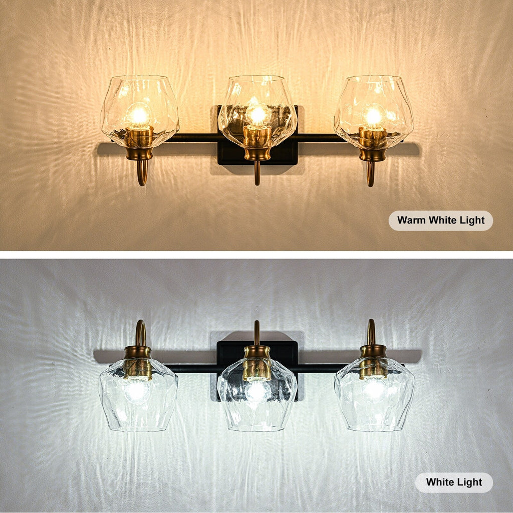 Appliques murales modernes à 3/4 lumières pour salle de bain, à intensité variable, avec abat-jour en verre