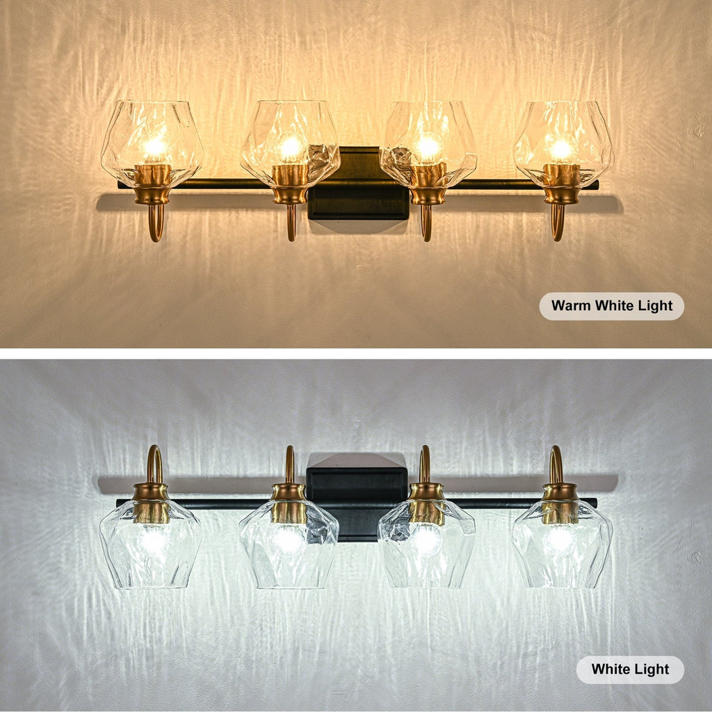 Appliques murales modernes à 3/4 lumières pour salle de bain, à intensité variable, avec abat-jour en verre