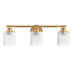 Applique murale moderne à 3 lumières avec abat-jour cylindrique en verre texturé pour salle de bain