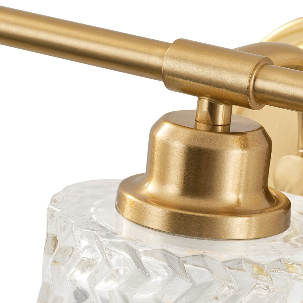 Applique murale moderne à 3 lumières avec abat-jour cylindrique en verre texturé pour salle de bain