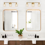Applique murale moderne à 3 lumières avec abat-jour cylindrique en verre texturé pour salle de bain