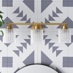 Applique murale moderne à 3 lumières avec abat-jour cylindrique en verre texturé pour salle de bain