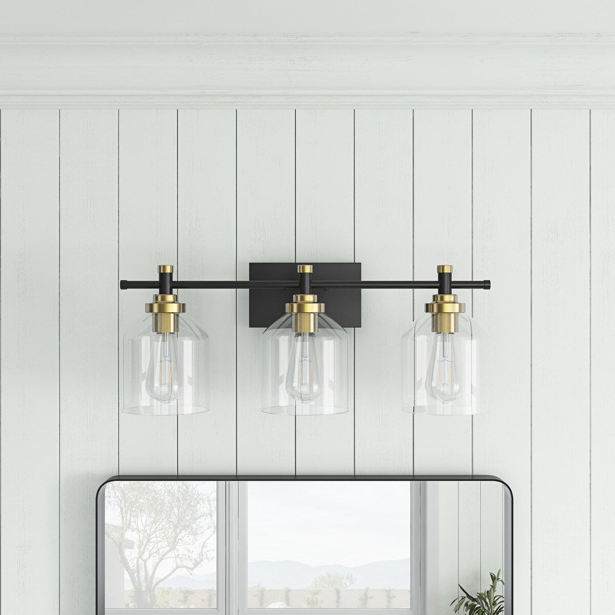 Luminaire de vanité moderne à 3 lumières en verre transparent