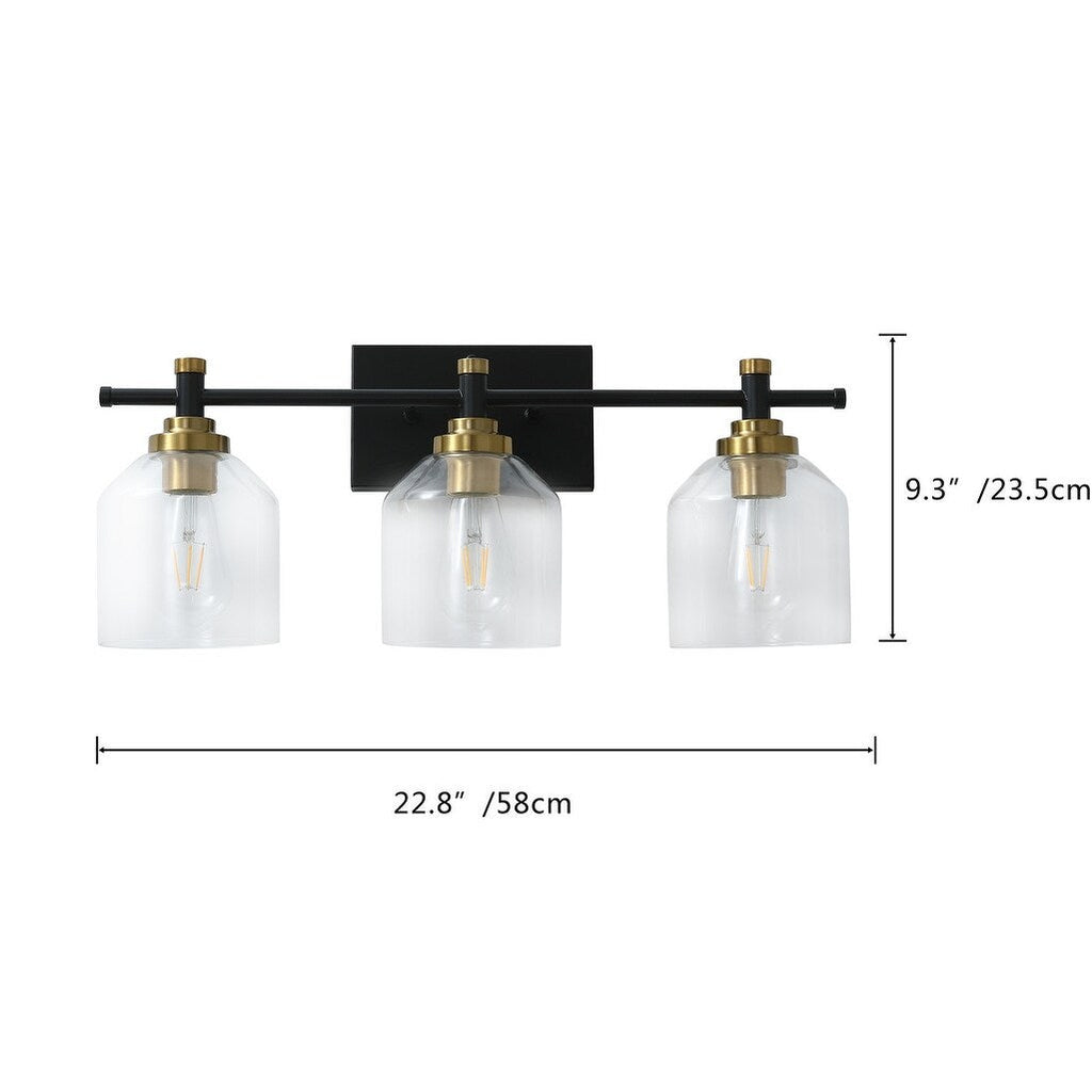 Luminaire de vanité moderne à 3 lumières en verre transparent