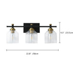 Luminaire de vanité moderne à 3 lumières en verre transparent