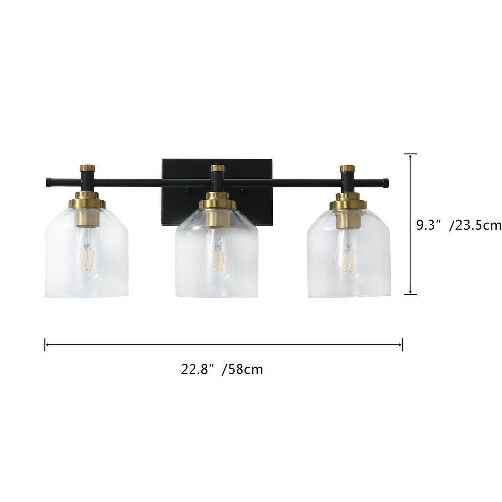 Luminaire de vanité moderne à 3 lumières en verre transparent