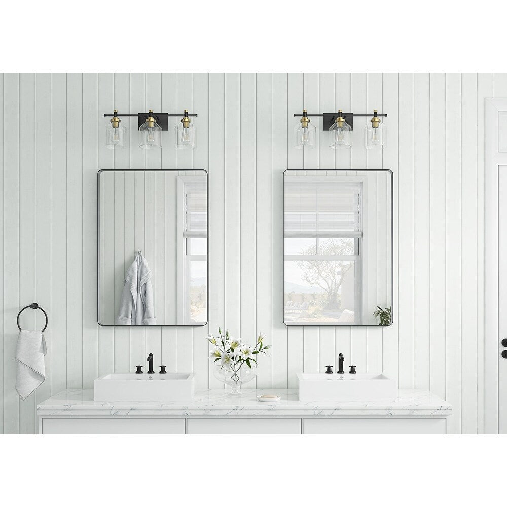 Luminaire de vanité moderne à 3 lumières en verre transparent
