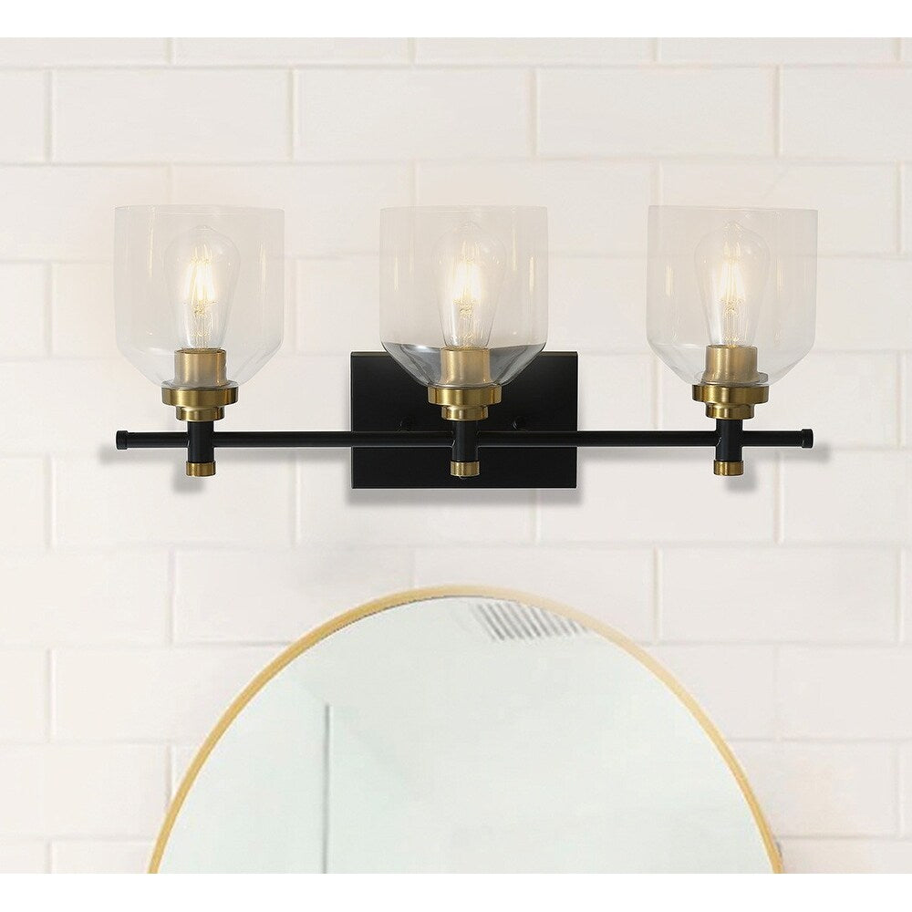 Luminaire de vanité moderne à 3 lumières en verre transparent