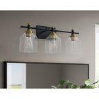 Luminaire de vanité moderne à 3 lumières en verre transparent