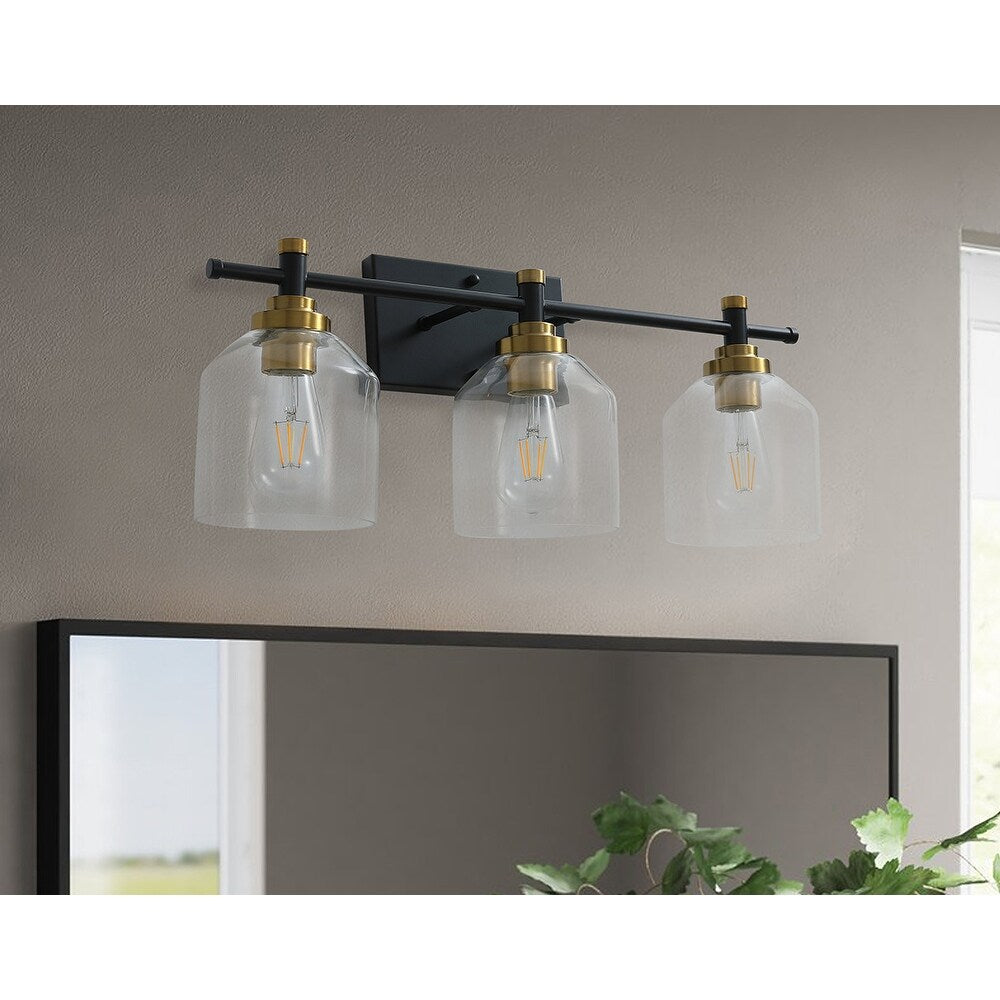 Luminaire de vanité moderne à 3 lumières en verre transparent