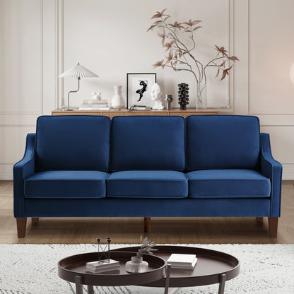 Canapé 3 places moderne avec accoudoirs arrondis et pieds en bois - 29,00 x 74,00 x 34,25
