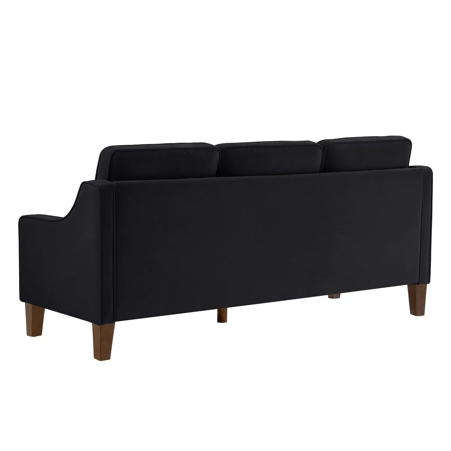 Canapé 3 places moderne avec accoudoirs arrondis et pieds en bois - 29,00 x 74,00 x 34,25
