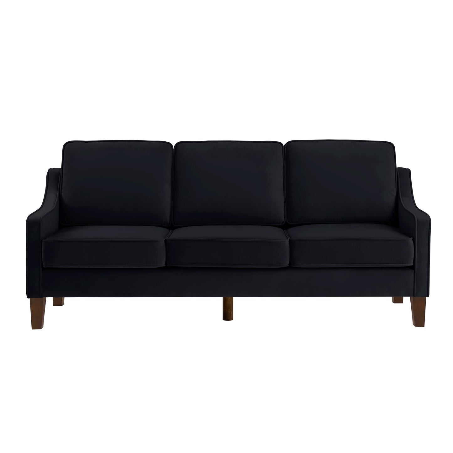 Canapé 3 places moderne avec accoudoirs arrondis et pieds en bois - 29,00 x 74,00 x 34,25