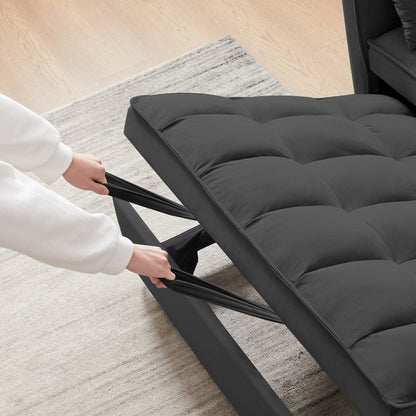Canapé-lit futon convertible 3 en 1 en velours moderne avec lit gigogne