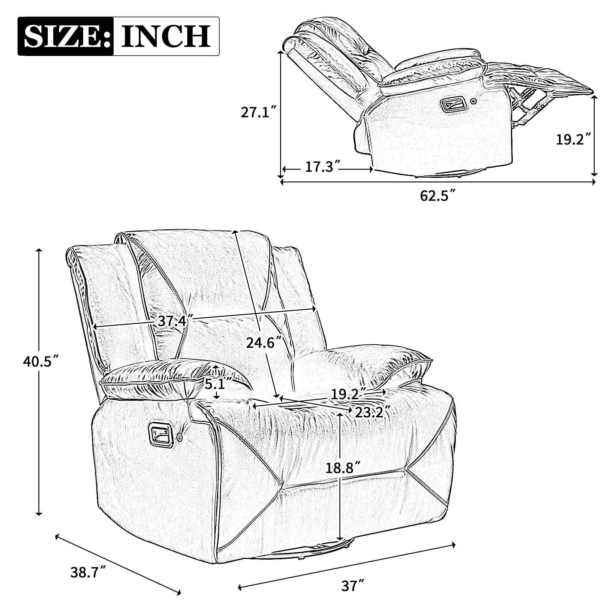 Fauteuil inclinable manuel pivotant à 360° moderne, fauteuil inclinable home cinéma avec bande lumineuse LED, canapé simple inclinable manuel