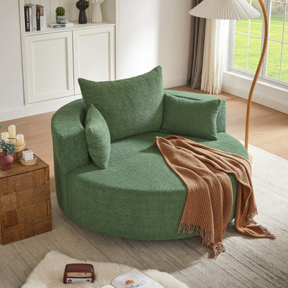 Fauteuil rond pivotant à 360° moderne avec 3 coussins amovibles pour salon