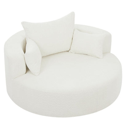 Fauteuil rond pivotant à 360° moderne avec 3 coussins amovibles pour salon