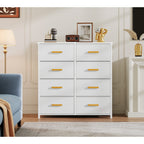 Commode moderne en tissu à 4/8/10 tiroirs avec plateau en bois