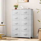 Commode moderne en tissu à 4/8/10 tiroirs avec plateau en bois