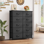Commode moderne en tissu à 4/8/10 tiroirs avec plateau en bois