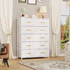 Commode moderne en tissu à 4/8/10 tiroirs avec plateau en bois
