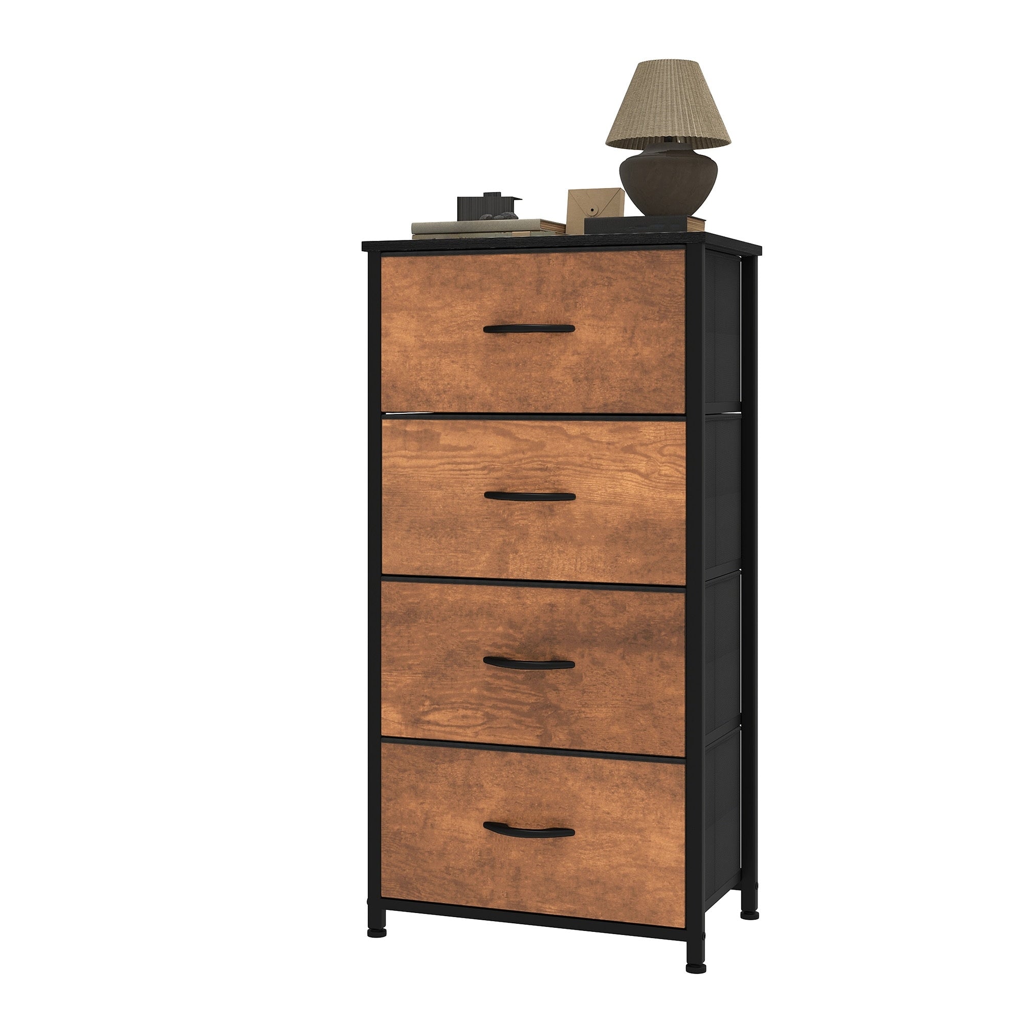 Commode moderne en tissu à 4/8/10 tiroirs avec plateau en bois