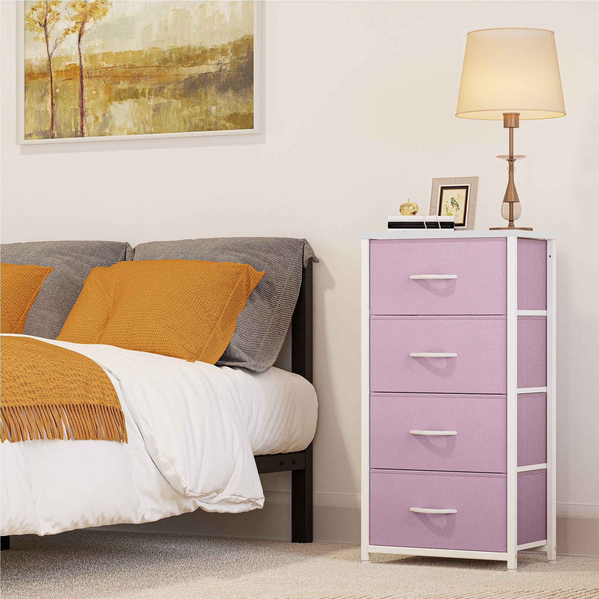 Commode moderne en tissu à 4/8/10 tiroirs avec plateau en bois