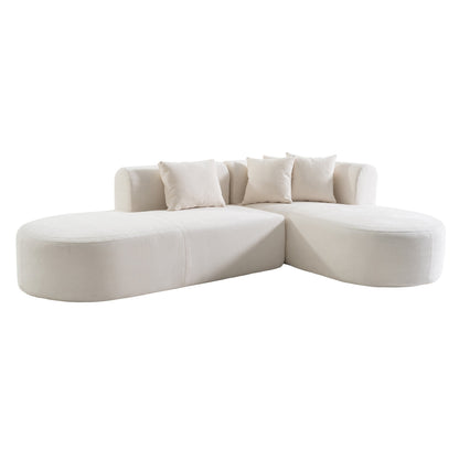 Canapé sectionnel incurvé moderne 4 places avec 4 coussins moelleux pour salon et chambre à coucher