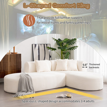 Canapé sectionnel incurvé moderne 4 places avec 4 coussins moelleux pour salon et chambre à coucher